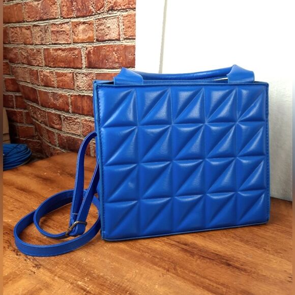 Blue Quilted Women's Crossbody Bag - Picture 1 of 12